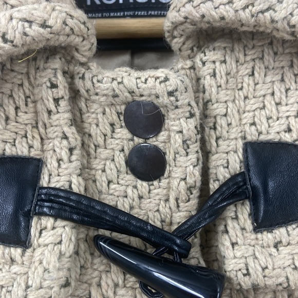 Kensie Wool blend toggle close beige tweed look jacket - Picture 13 of 16